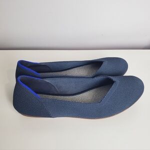 Rothy's Womens Navy Blue Knit Maritime Slip On Round Toe Ballet Flats Size 7